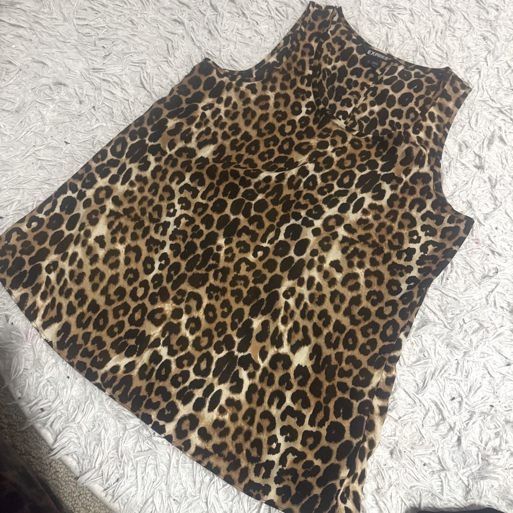 Express Leopard Print Slit Back Tank